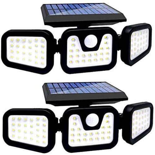 Solar Security Lights,3 Adjustable Head with Solar Motion Sensor Lights Outdoor IP65 Waterproof,74 LED Solar Flood Lights 270°Wide Angle Illumination for Yard,Garden,Garage and Pathway -2 Pack