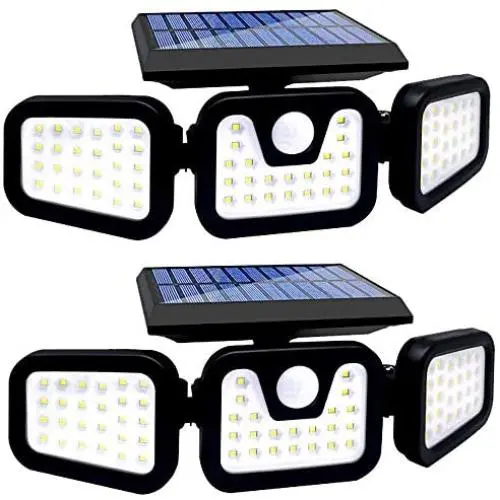 Solar Security Lights,3 Adjustable Head with Solar Motion Sensor Lights Outdoor IP65 Waterproof,74 LED Solar Flood Lights 270°Wide Angle Illumination for Yard,Garden,Garage and Pathway -2 Pack