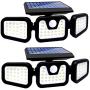 Solar Security Lights,3 Adjustable Head with Solar Motion Sensor Lights Outdoor IP65 Waterproof,74 LED Solar Flood Lights 270°Wide Angle Illumination for Yard,Garden,Garage and Pathway -2 Pack
