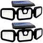 Solar Security Lights,3 Adjustable Head with Solar Motion Sensor Lights Outdoor IP65 Waterproof,74 LED Solar Flood Lights 270°Wide Angle Illumination for Yard,Garden,Garage and Pathway -2 Pack