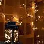 Curtain Lights Indoor Outdoor, 8.3ft 8 Modes 72 Led Globe String Lights Plug in, Window Lights for Patio Garden Wedding Party Bookshelf, Warm White