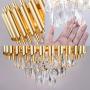 Modern Crystal Pendant Light 3 Tiers Raindrop Crystal Chandelier Round Chandelier Flush Mount Ceiling Lighting Fixture for Living Room Dining Room Lobby Restaurant,E12x5 Lights,Gold