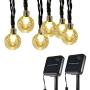 FuNiao Solar String Lights Outdoor 2 Pack 30 LED Crystal Ball Globe Lights with 8 Lighting Modes, Waterproof Solar Powered Patio Lights for Garden Yard Canopy Porch Wedding Party Decor (Warm White)