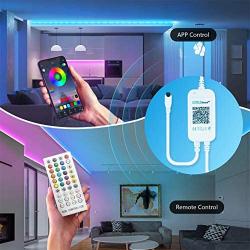 39.4ft LED Strip Lights, TASMOR RGB LED Light Strip Color Changing Bluetooth Light Strips APP 40 Keys Remote Control, Music Sync Smart LED Rope Lights for Bedroom, Party, TV, Home Decoration(2x19.7ft)