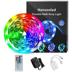 LED Strip Lights, Hansonled 16.4FT/5M RGB Flexible LED Strip Lights, Color Changing Lights with 44 Key IR Remote Controller Supply for Bedroom Kitchen Bar Yard Home Decoration