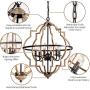 Rustic Chandelier,Classy Farmhouse Pendant Light,Vintage Iron 6-Light Orb Chandeliers, Stardust Oak Finished Pendant Lighting,Ceiling Hanging Light Fixtures for Dining Room,Bedroom,Living Room,Foyer