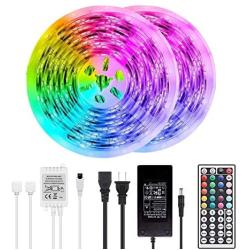 BAILONGJU LED Strip Lights, 50ft 15m Non-Waterproof Color Changing Light Strip Kit with Remote Controller 12V 5A Power, RGB SMD 5050 LED Rope Light for Room, Bedroom, Kitchen, Yard Decoration