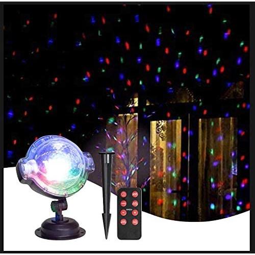 EAMBRITE Multi LED Activated Party Lights with Remote and Base for Wedding Show Club Pub Multi Function Rotating Falling Snow Projector for Xmas Moving Points Landscape Lights for Home Yard Garden