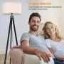 LEPOWER Tripod Floor Lamp, Mid Century Standing Lamp, Wooden Farmhouse Floor Lamp for Living Room, Bedroom and Office, Flaxen Lamp Shade with E26 Lamp Base
