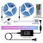 BAILONGJU LED Strip Lights, 50ft 15m Non-Waterproof Color Changing Light Strip Kit with Remote Controller 12V 5A Power, RGB SMD 5050 LED Rope Light for Room, Bedroom, Kitchen, Yard Decoration