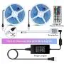 BAILONGJU LED Strip Lights, 50ft 15m Non-Waterproof Color Changing Light Strip Kit with Remote Controller 12V 5A Power, RGB SMD 5050 LED Rope Light for Room, Bedroom, Kitchen, Yard Decoration