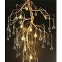 LAKIQ Modern Crystal Chandelier Light Gold Metal Twig Hanging Pendant Lighting Fixture Teardrop-Shaped Modern Linear Crystal Chandelier Elegant Style for Dining Table Living Room Kitchen (4 Lights)