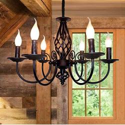 Jaycomey French Country Chandelier,Vintage Candle Chandelier,6 Lights Farmhouse Pendant Light Fixture for Kitchen Island,Dining Room,Living Room