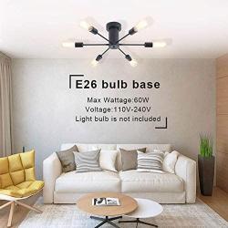 Lampundit 6 Lights Sputnik Chandelier Modern Chandelier Lighting Black Semi Flush Mount Ceiling Light Rustic Starburst Style Ceiling Lamp for Kitchen Study Living Room Dining Room Bed Room Way Hallway