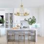 TODOLUZ 6 Lights Farmhouse Dining Room Chandelier Brushed Brass Ceiling Hanging Light Fixture with Opal White Glass Shades for Kitchen Bedroom