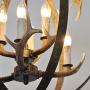 Unitop Globe Antler Chandelier, 6 Lights D21.7'' Metal Retro Pendant Light Fixture Vintage Resin Deer Antler Chandelier for Living Room Kitchen Island Bedroom