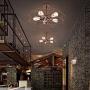 Industrial Vintage Semi Flush Mounted Ceiling Light -LITFAD 21'' Chandelier Barn Metal Pendant Light Chandelier with 5 Lights Hanging Lamp Metal Cage Fixture for Restaurant Lighting Bar Farmhouse Rust