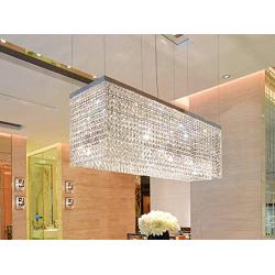 7PM L47'' x W11'' x H15.7'' Modern Linear Rectangular Island Dining Room Crystal Chandelier Lighting Fixture Over Table