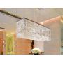 7PM L47'' x W11'' x H15.7'' Modern Linear Rectangular Island Dining Room Crystal Chandelier Lighting Fixture Over Table