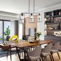 SHENGQINGTOP 33 Inches Industrial Kitchen Island Lights with Clear Glass, 3-Light Dining Room Lighting Fixtures Hanging, New Transitional Multi Pendant Lighting, Matte Black Finish