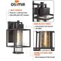 Osimir Outdoor Wall Sconce 2 Pack, Farmhouse Style Exterior Wall Lantern in Black Finish with Bubble Glass Lamp Shade, 15 inch Modern Outdoor Lighting Fixtures 2375/1WL-2PK