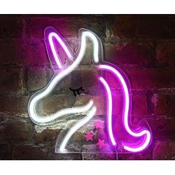 Isaac Jacobs 13'' x 13'' inch LED Neon Pink and White Unicorn Wall Sign for Cool Light, Wall Art, Bedroom Decorations, Home Accessories, Party, and Holiday Decor: Powered by USB Wire (Unicorn)