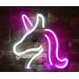 Isaac Jacobs 13'' x 13'' inch LED Neon Pink and White Unicorn Wall Sign for Cool Light, Wall Art, Bedroom Decorations, Home Accessories, Party, and Holiday Decor: Powered by USB Wire (Unicorn)