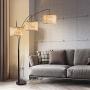 LHLYCLX Multi-Head Tree Floor Lamp, Adjustable Arc Standing Lamps for Living Room-3 Lights Hanging Over The Couch from Behind (Black)