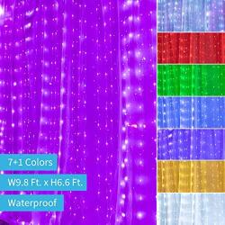 Curtain Lights Fairy String Lights, 9.8 Feet 300 Led 8 Color Changing with Remote 11 Mode Waterproof Backdrop Wall Hanging Dripping Twinkle Lights for Bedroom Decor Dorm Indoor Outdoor Christmas Party