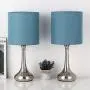 RZChome Blue Light Table Lamps Modern Table Lamps - Bedside Desk Lamp Set of 2, Small Nightstand Lamps for Bedroom, Living Room, Office with Fabric Lamp Shade and Metal Base