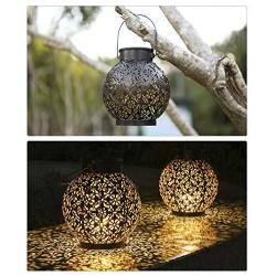 Tomshine 1 Pack Solar Lanterns Outdoor Hanging Solar Lights Decorative Garden Lights Metal Waterproof Table Lamp for Patio Porch Backyard Pathway