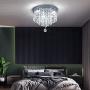 4 Lights Crystal Flushmount Chandelier Fixture, Crystal Ceiling Lamp, Modern Chandelier Crystal Ball Fixture Pendant Ceiling Lamp for Bedroom, Hallway, Bar, Living Room, Dining Room, Chrome