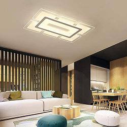 LITFAD Rectangular LED Flush Light Minimalist Acrylic Ultrathin Ceiling Lamp, Modern Pandent Light for Dinning Room Bedroom Living Room - 23.5'' Length, Warm Light