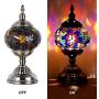 Turkish Moroccan Lamp Marrakech Handmade Mosaic Glass Table Desk Bedside Lamp Night Light for Living Room Bedroom Coffee Table (Blue)