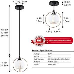 Mini Glass Shade Pendant Light with Cross Metal Wire, Modern Drop Hanging Light for Kitchen Island, Dining Room(1-Pack) (No Bulb)