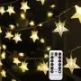 Mankinlu Star String Lights 50 LED 25 ft Waterproof Christmas Fairy Lights 8 Modes Star Twinkle Fairy Lights Battery Operated with Remote Control for Party Bedroom Kids Tent Christmas Decor Warm White