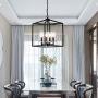 Industrial Metal Modern Lanten Chandelier Lighting Fixture 4 Clear Glass Shades for Dining Room, Kitchen, Living Room