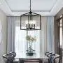 Industrial Metal Modern Lanten Chandelier Lighting Fixture 4 Clear Glass Shades for Dining Room, Kitchen, Living Room