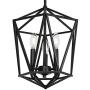 VINLUZ 3 Light Industrial Farmhouse Chandeliers Black Metal Geometric Lantern Pendant Lighting Adjustable Height, Candle-Style Hanging Light Fixtures Ceiling for Dining Room Kitchen Entryway Stairway