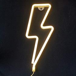 Orgrimmar Neon Light Lightning Bolt Warm White LED Neon Signs Decorative Wall Light Battery and USB Powered Night Light for Bedroom, Bar, Wedding, Christmas Decoration (Warm White)