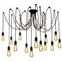 Fuloon Vintage Edison Multiple Ajustable DIY Ceiling Spider Lamp Light Pendant Lighting Chandelier Modern Chic Industrial Dining with Romote Control (14 Head Cable 200cm/78.7inch Each)