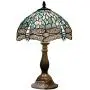 Tiffany Lamp W12H18 Inch Tall Sea Blue Stained Glass Dragonfly Crystal Style Shade Accent Antique Bedside End Table Desk Reading Light S147 WERFACTORY Lamps Living Room Bedroom Study Art Crafts Gifts