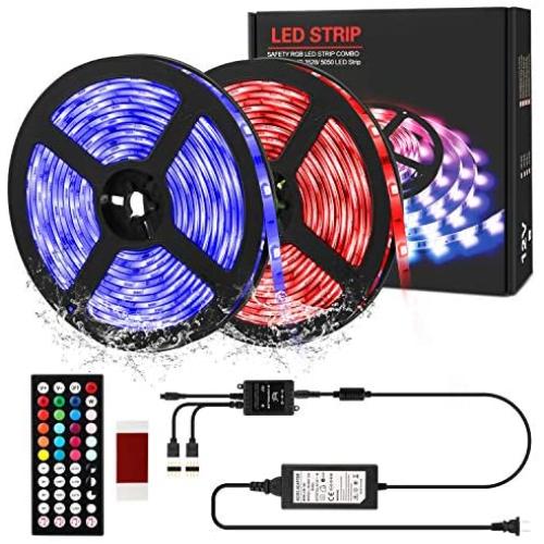 32.8ft IP65 Waterproof LED Strip Lights, Music Sync Color Changing Lights with 44 Keys Remote, SMD5050 600 led Lights for TV, Bedroom, Party and Home, Kitchen Decoration Strip Lights