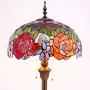 Tiffany Style Floor Standing Lamp W16H64 Inch Tall Stained Glass Red Rose Shade 2E26 Antique Read Lighting Resin Base S001 WERFACTORY LAMPS Bedroom Living Room Bedside Coffee Table Bookcase Lover Gift