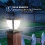 Home Zone Security Solar Post Cap Lights - Decorative Glass LED Outdoor 4x4 (3.5 x 3.5 in.) Post Lights, Black (2-Pack)