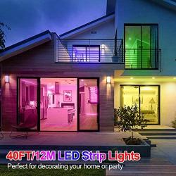 Smart LED Strip Lights 40FT 5050 RGB LED Tape Lights Color Changing Music Sync LED Lights with 44-Key Remote & 12V UL Listed Adapter for Home Bedroom Kitchen TV Party DIY Indoor Decoration