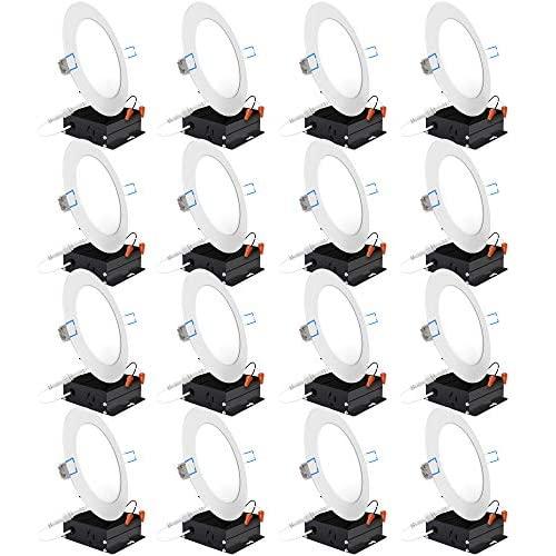 Sunco Lighting 16 Pack 6 Inch Slim LED Downlight with Junction Box, 14W=100W, 850 LM, Dimmable, 4000K Cool White, Recessed Jbox Fixture, IC Rated, Simple Retrofit Installation - ETL & Energy Star