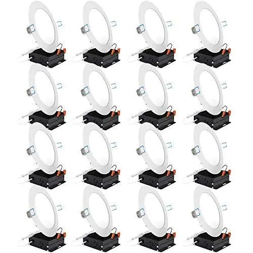 Sunco Lighting 16 Pack 6 Inch Slim LED Downlight with Junction Box, 14W=100W, 850 LM, Dimmable, 4000K Cool White, Recessed Jbox Fixture, IC Rated, Simple Retrofit Installation - ETL & Energy Star