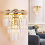 European Crystal Wall Lamp Modern Wall Lamp Sconce 40W E14 Mounted Lights for Bedroom Hotel Living Room Dining Room Study Room Gold Finish[Energy Class A+]