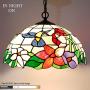 Tiffany Hanging Lamp 16 Inch Antique Pendant Light Stained Glass Hummingbird Shade Chandelier Ceiling Fixture S101 WERFACTORY Decorate Dining Living Room Bedroom Study Office Coffee Bar Hallway Loft